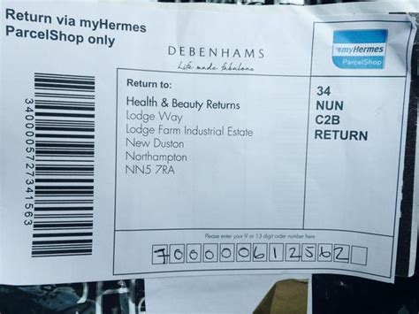 debenhams hermes returns|Hermes return label.